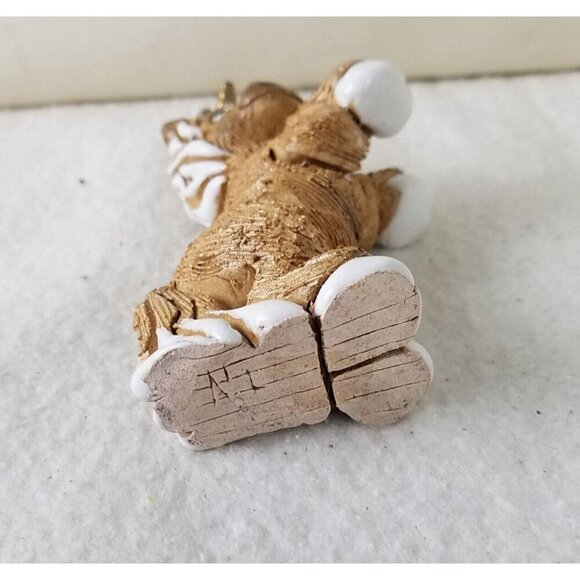 Vintage 1970's Unicorn Figurine W/ Brass Horn Sand Cast 5" Figurine Signed Tan - Picture 5 of 7